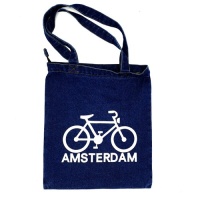 Schouder Tas Jeans Amsterdam Fiets (donker blauw)/ Jeans Shoulder Bag Amsterdam Bicycle (dark blue)