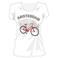 T shirt Amsterdam fiets wit / T shirt Amsterdam bicycle white