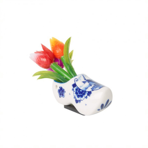 Magneet Delfts Blauw Klomp met tulpen/ Magnet Delft Blue Clog with tulips