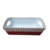Stevige kartonnen tray - Rood/Wit Strepen/ Hamper Tray thick cardboard Red/White Stripes
