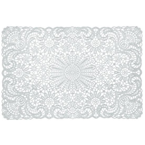 Placemat wit vinyl gehaakt kanten effect / Placemat white vinyl crocheted lace effect