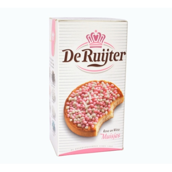 De Ruijter Roze en Witte Muisjes / Pink/White Sprinkles (aniseed mice) 330g