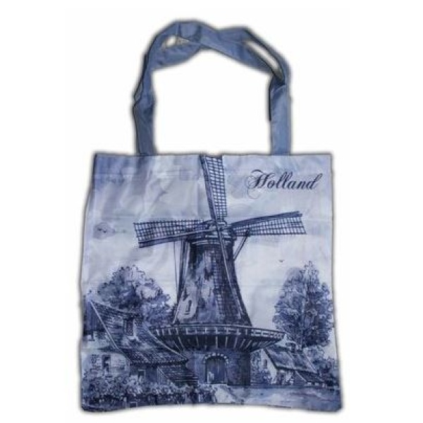 Tas uitvouwbaar Molen Delfts blauw / Folding Bag Windmill  Delft blue
