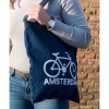 Schouder Tas Jeans Amsterdam Fiets (donker blauw)/ Jeans Shoulder Bag Amsterdam Bicycle (dark blue)