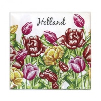 Servetten  kleurig Tulpen/ Dutch serviettes Multi-coloured Tulips